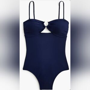 J.Crew Factory Ring one piece swimsuit navy Blue Small $110